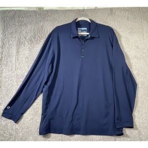 IBKUL Polo Shirt Men XL Blue Golf Long‎ Sleeve UPF Quick Dry Performance Stretch